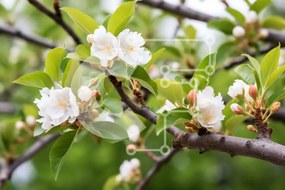 Intra Συλλεκτικό Ξύλινο Παζλ Plywood 4mm - Κλαδί δέντρου με ανθισμένα λευκά λουλούδια Σε Ξύλινο Κουτί - Διαστάσεις: 10x10 cm – 25 κομμάτια