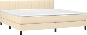 vidaXL Κρεβάτι Boxspring με Στρώμα Κρεμ 200x200 εκ. Υφασμάτινο