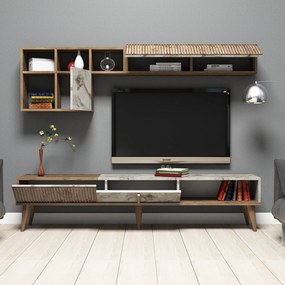 Σύνθεση Τηλεόρασης Καρυδί / Λευκό GAFLIE 180x35x40