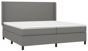 vidaXL Κρεβάτι Boxspring με Στρώμα & LED Σκ.Γκρι 200x200εκ. Υφασμάτινο