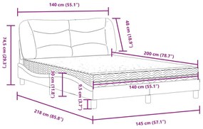 Κρεβάτι με Στρώμα Μαύρο 140x200 εκ. Υφασμάτινο - Μαύρο