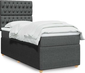 vidaXL Κρεβάτι Boxspring με Στρώμα Σκούρο Γκρι 90x190 εκ. Υφασμάτινο