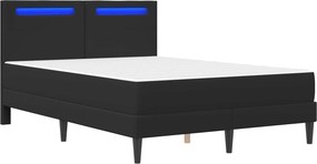 vidaXL Σκελετός κρεβατιού με στρώμα Μαύρο 140 x 190 cm Τεχνητό Δέρμα