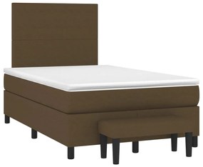 Κρεβάτι Boxspring με Στρώμα Σκούρο Καφέ 120x200 εκ. Υφασμάτινο - Καφέ