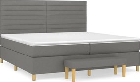 vidaXL Κρεβάτι Boxspring με Στρώμα Σκούρο Γκρι 200x200 εκ. Υφασμάτινο
