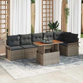 vidaXL Σετ Καναπέ Κήπου με αποθήκευση 7 pcs Γκρι Πολυ ράταν