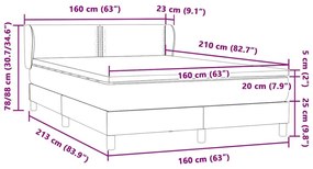 Κρεβάτι Boxspring με Στρώμα Ροζ 160x210 εκ. Βελούδινο - Ροζ