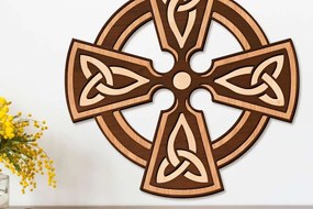 Σετ των 2 Intra απο ξύλο plywood 3mm-4mm πάχος Διακοσμητικό πάνελ τοίχου Celtic Cross Δίασταση 40x40 cm INTRAFABR-103267456