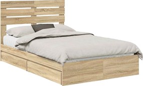 vidaXL Κρεβάτι Αποθήκης Δρύς Sonoma 135 x 190 cm Επεξεργασμένο ξύλο