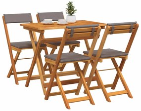 vidaXL Σετ Μπιφτέκι 5 Τεμαχίων Αναδιπλούμενο με Μαξιλάρια από Ακακία