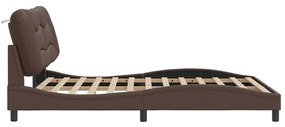 vidaXL Πλαίσιο κρεβατιού χωρίς Στρώμα Hvar Καφέ 160x200 εκ. Συνθετικό Δέρμα