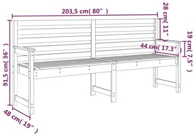 Παγκάκι Κήπου Γκρι 203,5 x 48 x 91,5 εκ. από Μασίφ Ξύλο Πεύκου - Γκρι