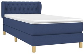 vidaXL Κρεβάτι Boxspring με Στρώμα Μπλε 90x190 εκ.Υφασμάτινο