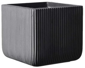 Κασπώ Πήλινο Τετράγωνο Stripe L C-9940-8 37x37x33cm Grey Supergreens Πηλός