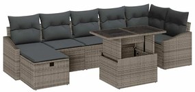 vidaXL Σετ Καναπέ Κήπου με μαξιλάρι 8 pcs Γκρι Πολυ ράταν