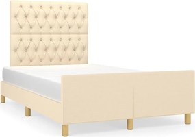 vidaXL Σκελετός Κρεβατιού Χωρίς Στρώμα Κρεμ 120x200 εκ. Υφασμάτινο