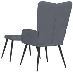 vidaXL Πολυθρόνα Relax Σκούρο Γκρι Βελούδινη με Σκαμπό
