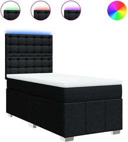 vidaXL Κρεβάτι Boxspring με Στρώμα Μαύρο 100 x 200 εκ. Υφασμάτινο