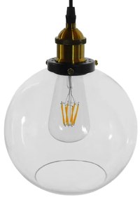 GloboStar COLLINS 01170 Vintage Κρεμαστό Φωτιστικό Οροφής Μονόφωτο 1 x E27 Γυάλινο Καμπάνα Φ18 x Y25cm - 01170