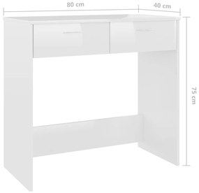 vidaXL Γραφείο Γυαλιστερό Λευκό 80 x 40 x 75 εκ. από Επεξ. Ξύλο