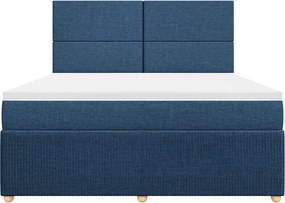 vidaXL Κρεβάτι Boxspring με Στρώμα Μπλε 180x200 εκ. Υφασμάτινο