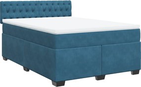 vidaXL Κρεβάτι Boxspring με Στρώμα Μπλε 160x200 εκ. Βελούδινο