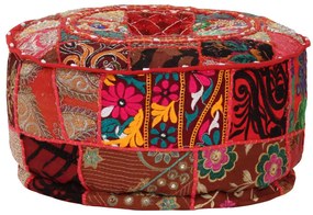 vidaXL Πουφ Patchwork Στρογγυλό Χειροποίητο Κόκκινο 40x20 εκ. Βαμβάκι