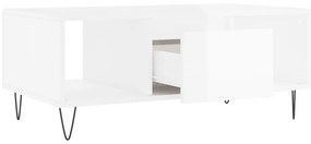 vidaXL Τραπεζάκι Σαλονιού Γυαλ. Λευκό 90x50x36,5 εκ. Επεξεργ. Ξύλο