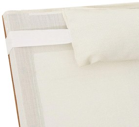 Ξαπλώστρα με Σκίαστρο Λευκή από Textilene και Μασίφ Ξύλο Λεύκας - Λευκό