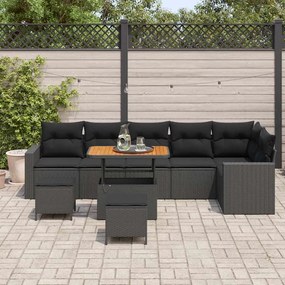 vidaXL Σετ Καναπέ Κήπου 9 pcs Μαύρο συνθετικό ρατάν