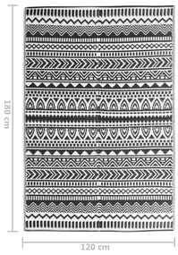 Χαλί Εξωτερικού Χώρου Μαύρο 120 x 180 εκ. από Πολυπροπυλένιο - Μαύρο