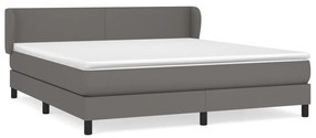 vidaXL Κρεβάτι Boxspring με Στρώμα Γκρι 180x200 εκ. Συνθετικό Δέρμα