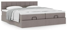 vidaXL Οθωμανικό κρεβάτι με στρώματα Taupe 200x200cm ύφασμα
