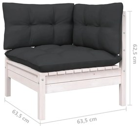 vidaXL Σαλόνι Κήπου Σετ 9 Τεμαχίων Λευκό από Ξύλο Πεύκου με Μαξιλάρια