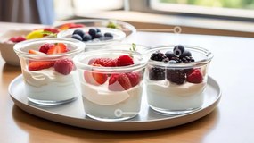 Σετ των 2 Intra Συλλεκτικό Ξύλινο Παζλ Plywood 4mm - Γιαούρτι με φρούτα και μούρα Σε Ξύλινο Κουτί - Διαστάσεις: 10x10 cm – 25 κομμάτια