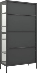 vidaXL Ντουλάπα Βιτρίνας Ανθρακί 90x40x180 εκ. Ατσάλι / Ψημένο Γυαλί