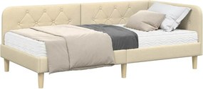 vidaXL Κρεβάτι Γωνίας Κρεμ 90 x 190 cm ύφασμα