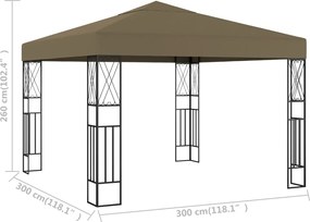 vidaXL Κιόσκι Taupe 3 x 3 μ. Υφασμάτινο