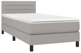 Κρεβάτι Boxspring με Στρώμα Ανοιχτό Γκρι 80x200 εκ. Υφασμάτινο - Γκρι