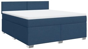 vidaXL Κρεβάτι Boxspring με Στρώμα Μπλε 180x200 εκ. Υφασμάτινο