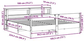 Σκελετός Κρεβ. Χωρίς Στρώμα Καφέ Κεριού 180x200 εκ Μασίφ Πεύκο - Καφέ