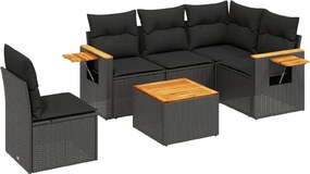 vidaXL Patio Sofa Set 6-θέσια Black