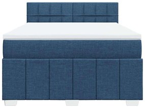 vidaXL Κρεβάτι Boxspring με Στρώμα Μπλε 140x190 εκ. Υφασμάτινο