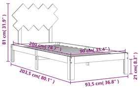 ΠΛΑΙΣΙΟ ΚΡΕΒΑΤΙΟΥ ΜΕ ΚΕΦΑΛΑΡΙ 90X200 ΕΚ. ΑΠΟ ΜΑΣΙΦ ΞΥΛΟ 3193711