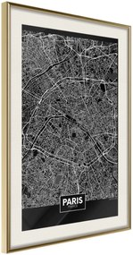 Αφίσα - City Map: Paris (Dark) - 30x45 - Χρυσό - Με πασπαρτού