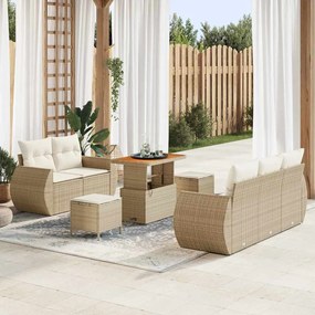 vidaXL Σετ Καναπέ Κήπου 8 pcs Μπεζ συνθετικό ρατάν