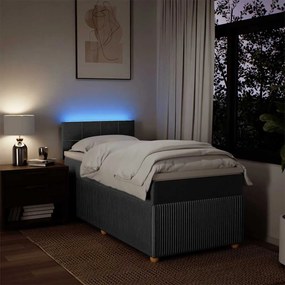 vidaXL Κρεβάτι Boxspring με Στρώμα Σκούρο Γκρι 80x200 εκ. Υφασμάτινο