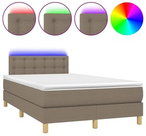vidaXL Κρεβάτι Boxspring με Στρώμα &amp; LED Taupe 120x200 εκ. Υφασμάτινο