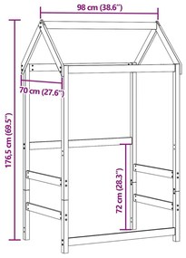 Οροφή Κρεβατιού Παιδική Λευκό 98x70x176,5 εκ. Μασίφ Ξύλο Πεύκου - Λευκό