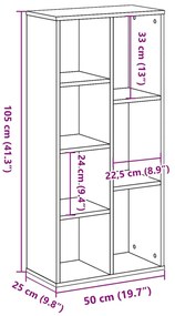 ΒΙΒΛΙΟΘΗΚΗ ΓΚΡΙ ΣΚΥΡΟΔΕΜΑΤΟΣ 50X25X105 ΕΚ. ΕΠΕΞΕΡΓ. ΞΥΛΟ 852792